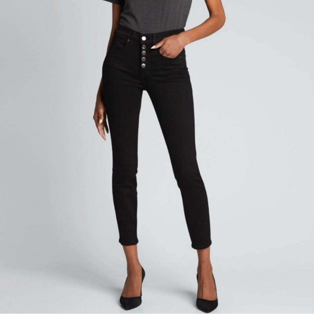 Veronica Beard Debbie Black Skinny Jeans Raven Button Fly- Size 25 0